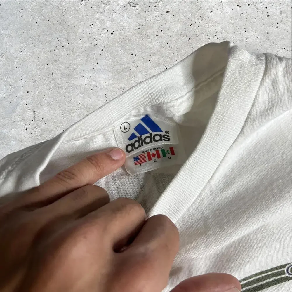 Vintage Y2K 90s Adidas Double Sided Big Logo Tee Gray TShirt Size L‎